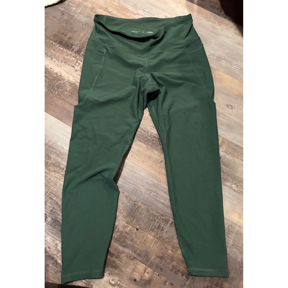 Old Navy Active Powersoft High Rise Leggings Green XL Go-Dry Yoga Pants Pockets